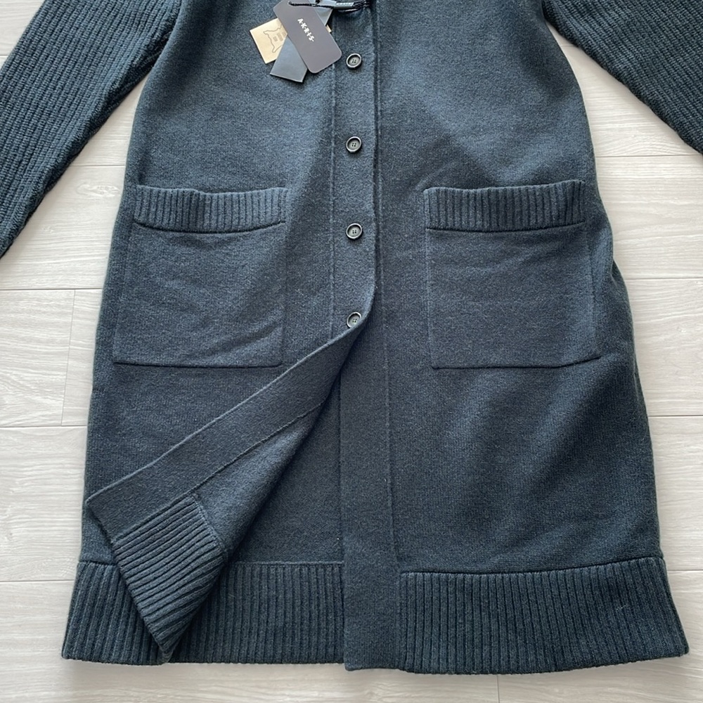 Akris Pine Green Italian Cashmere & Napa Leather Cardigan - Picture 11 of 16
